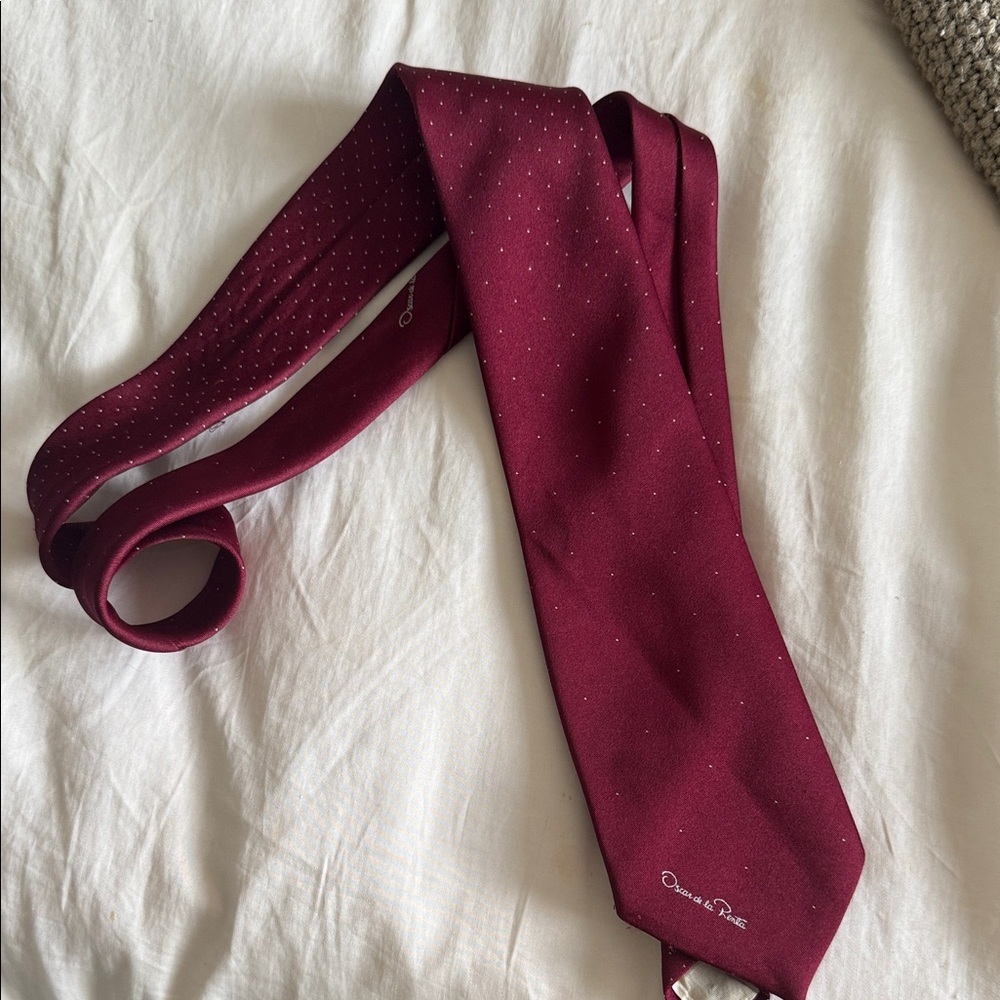 Oscar de la Renta Deep Red maroon Tie with Dots